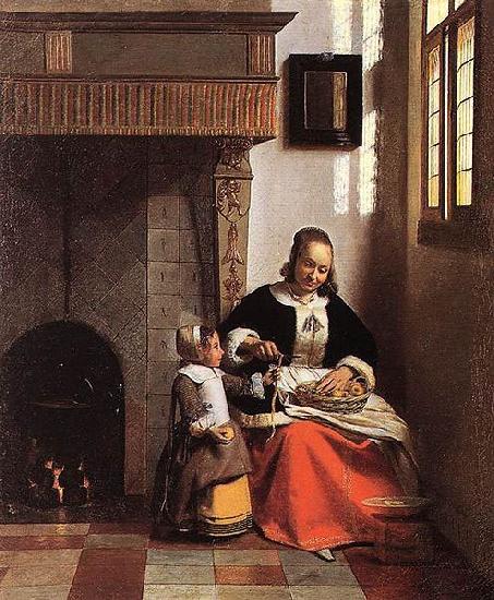 Pieter de Hooch A Woman Peeling Apples